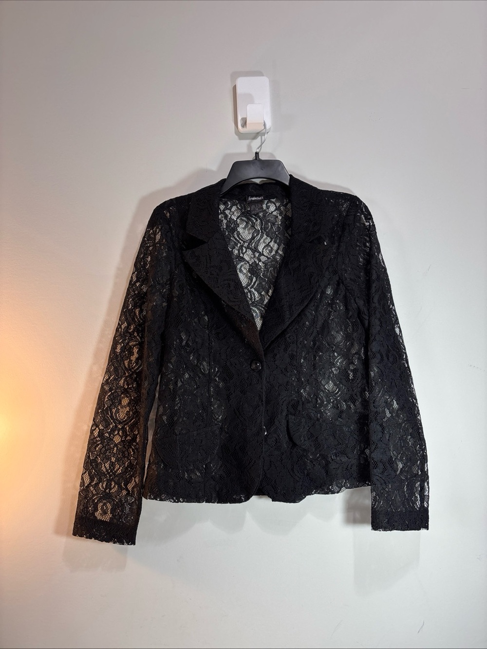 Frederick of Hollywood Black Lace Blazer Jacket - Women's Elegant Lace Coat.1143